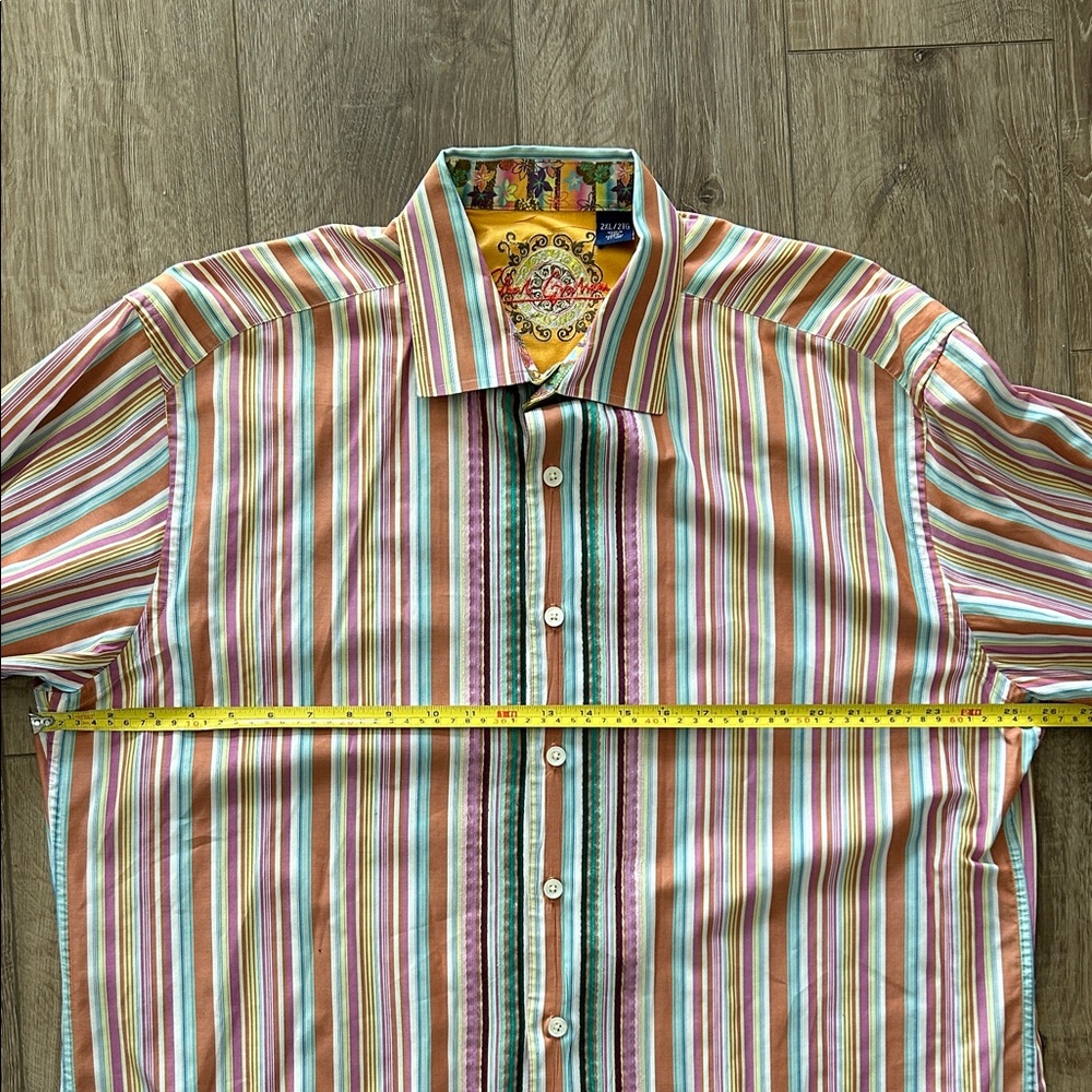 Like new - ROBERT GRAHAM Colorful Striped & Floral Patterned Button Down Shirt - Picture 8 of 9